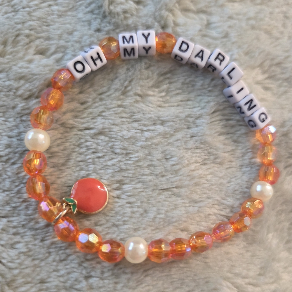 Orange Beaded Bracelet with Charm